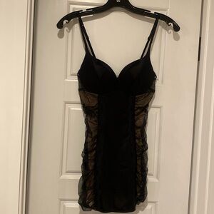 Victoria’s Secret black with nude underlay Chemise size 34B